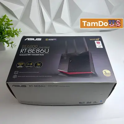 ASUS RT-BE86U BE6800 Dual Band Performance WiFi 7 Extendable Gaming Router - Excellent - Real photo at TamDo.us