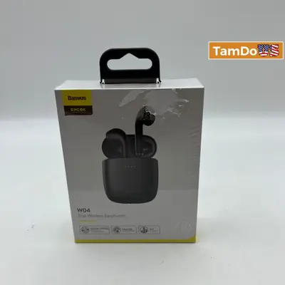 Baseus W04 TWS Bluetooth Earphone 5.0 True Wireless Earbuds, Black - Thumbnail 1