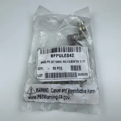 BFPULES42 Brass Push-to-Connect DOT Swivel Male Elbow Fitting, 1/4" x 1/8" - Thumbnail 1