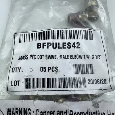 BFPULES42 Brass Push-to-Connect DOT Swivel Male Elbow Fitting, 1/4" x 1/8" - Thumbnail 3