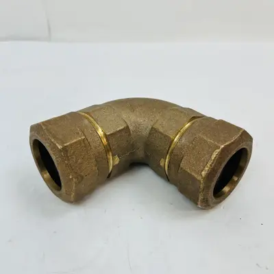 Brass Compression Elbow Fitting, Large Size Industrial Plumbing Connector - Thumbnail 2