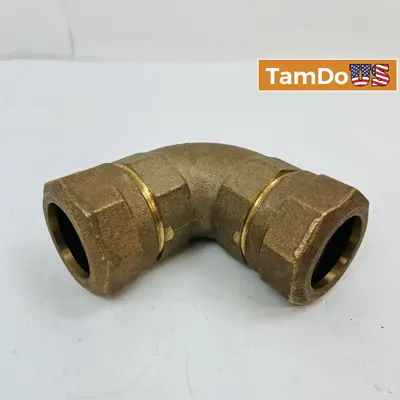 Brass Compression Elbow Fitting, Large Size Industrial Plumbing Connector - Thumbnail 1