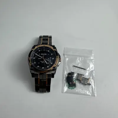 Bulova $1025 Icon Precisionist 11 Diamond Black Dial Men's Watch 46.5mm 98D149 - Thumbnail 4