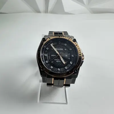 Bulova $1025 Icon Precisionist 11 Diamond Black Dial Men's Watch 46.5mm 98D149 - Thumbnail 5