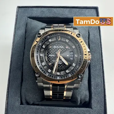 Bulova $1025 Icon Precisionist 11 Diamond Black Dial Men's Watch 46.5mm 98D149 - Thumbnail 1