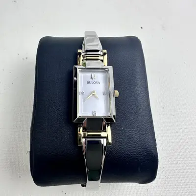 Bulova Women's Watch Silver & Gold Tone Diamond Accent MOP Dial 30M 98P188 - Thumbnail 2