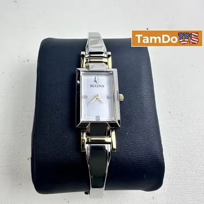 Bulova Women's Watch Silver & Gold Tone Diamond Accent MOP Dial 30M 98P188 - Thumbnail 1