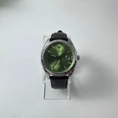 Bulova $450 Surveyor 96B427 Green Dial Leather Automatic Men's Watch 39mm - Thumbnail 5
