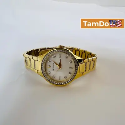 Bulova 98X129 30mm Gold Tone Stainless Steel Quartz Watch - Thumbnail 1