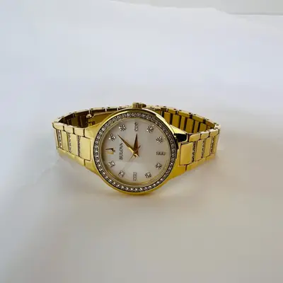 Bulova 98X129 30mm Gold Tone Stainless Steel Quartz Watch - Thumbnail 5