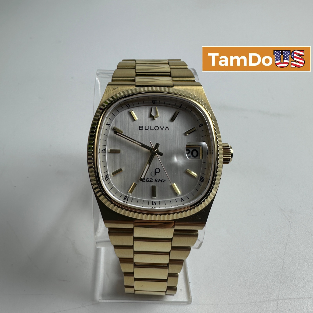 Bulova $825 Super Seville Gold Tone Precisionist Silver Dial Men's Watch 97B223 - Photo 1 - Real photo at TamDo.us