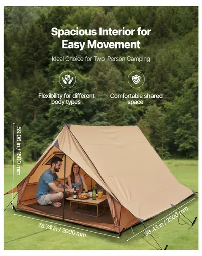 Camping Hot Tent 2 Person 4 Season Waterproof Winter Cabin Tent with Stove Jack - Thumbnail 2