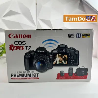 Canon EOS Rebel T7 Premium Kit DSLR Camera 18-55mm IS II & 75-300mm Lenses Bag - Excellent - Real photo at TamDo.us