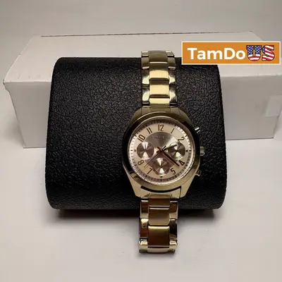 Caravelle By Bulova 44L238 Women's Watch Quartz Chronograph Gold Steel 36mm - Excellent - Real photo at TamDo.us