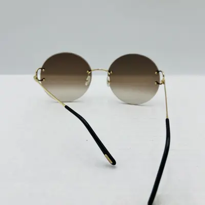 CARTIER Gold Brown Round Rimless Sunglasses - Thumbnail 4