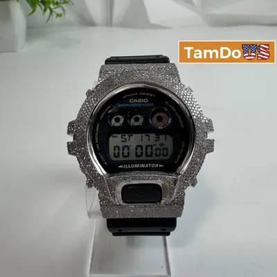Casio G-Shock DW-6900U Iced Out Diamond Bezel Digital Men Watch DW6900U 3529 - Excellent - Real photo at TamDo.us