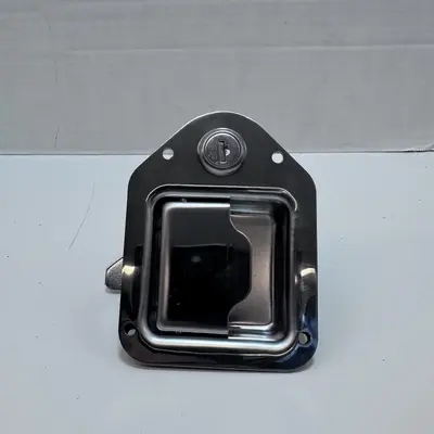 Chrome Locking Mini Paddle Handle - 90° Rotation - CH506 Key - Flush Mount - Thumbnail 4