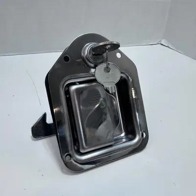 Chrome Locking Mini Paddle Handle - 90° Rotation - CH506 Key - Flush Mount - New Open Box - Real photo at TamDo.us