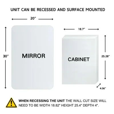 TEHOME Claytin 20x30 White Mirrored Medicine Cabinet - Thumbnail 5