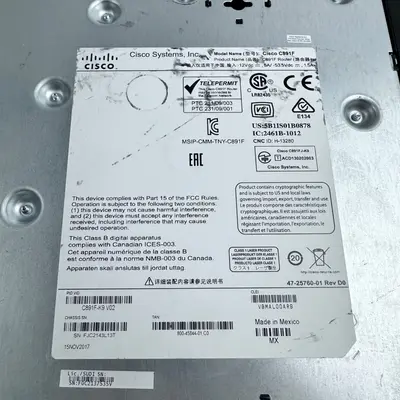 Cisco C891F-K9 V02 Integrated Services Router Gigabit Ethernet VPN C891F - Thumbnail 9
