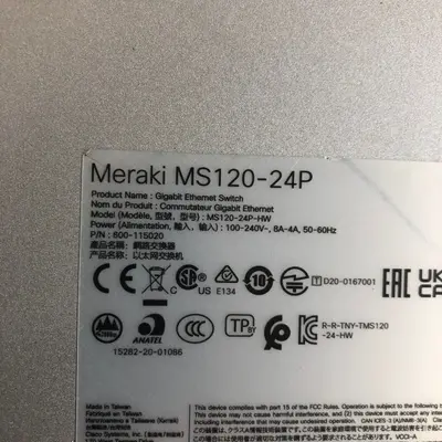 Cisco Meraki MS120-24P-HW 24 Port Gigabit PoE Cloud Managed Switch | Unclaimed - Thumbnail 7