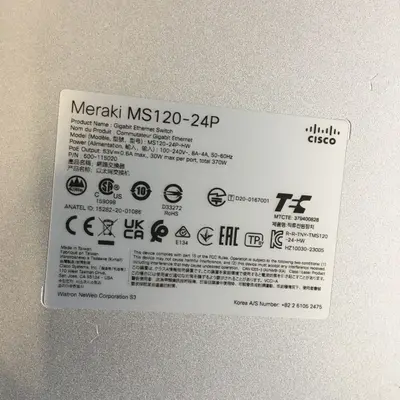Cisco Meraki MS120-24P-HW 24-Port Gigabit PoE+ Cloud Managed Switch, UNCLAIMED - Thumbnail 7