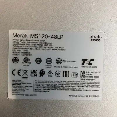 Cisco Meraki MS120-48LP-HW 48-Port PoE+ Cloud-Managed Gigabit Switch | UNCLAIMED - Thumbnail 8
