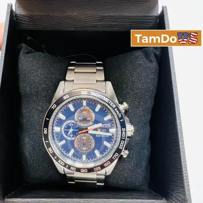 Citizen $599 Eco-Drive Chronograph Blue Dial Men's Watch 44mm Stainless Steel - Excellent - Real photo at TamDo.us