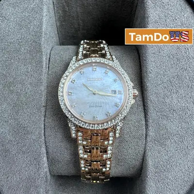Citizen EW122853D Silhouette Eco-Drive Crystal Watch 28mm, Rose Gold Tone - Thumbnail 2