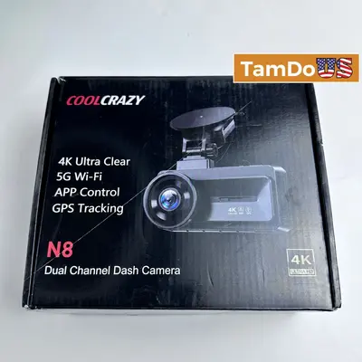 Coolcrazy N8 4K Dual Dash Cam, 5G WiFi, GPS Tracking, App Control - New Open Box - Real photo at TamDo.us