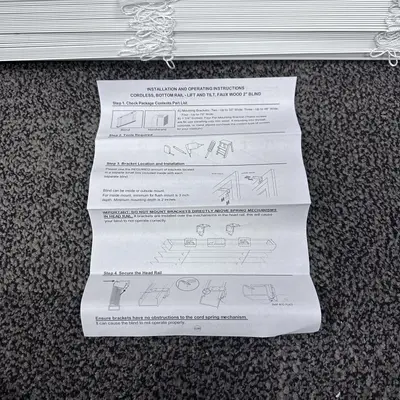 Cordless 2" Faux Wood Blind – 39x66 White Room Darkening Window Shade - Thumbnail 6