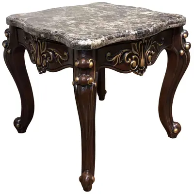 Cosmos Furniture Jade End Table 4090CHJAD, Dark Brown, Marble Top - Thumbnail 2