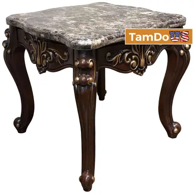 Cosmos Furniture Jade End Table 4090CHJAD, Dark Brown, Marble Top - Excellent - Real photo at TamDo.us