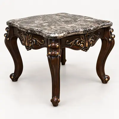 Cosmos Furniture Jade End Table 4090CHJAD, Dark Brown, Marble Top - Thumbnail 3