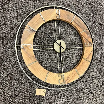 Creative Co-Op Metal and Fir Wood Dia Wall Clock, Brown - Thumbnail 3