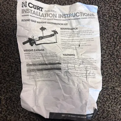 CURT 17063 Round Bar Weight Distribution Hitch Sway Control 14000 lbs Trailer - Thumbnail 8