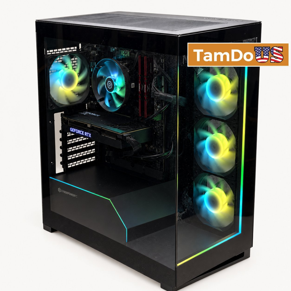 CyberPowerPC Gaming Desktop, Ryzen 5 5500, 16GB DDR4, 1TB SSD, RTX 4060 Ti 8GB - Photo 1 - Real photo at TamDo.us