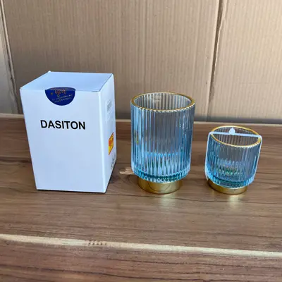 DASITON Makeup Brush Holder Organizer, Crystal Makeup Brush Glass (Blue S+L) - Thumbnail 4