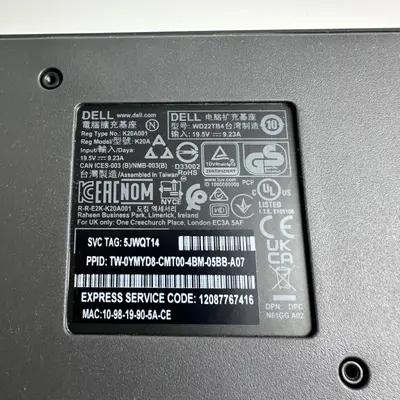 Dell K20A WD22TB4 Thunderbolt 4 Docking Station Dock Only 0YMYD8 5JWQT14 - Thumbnail 7