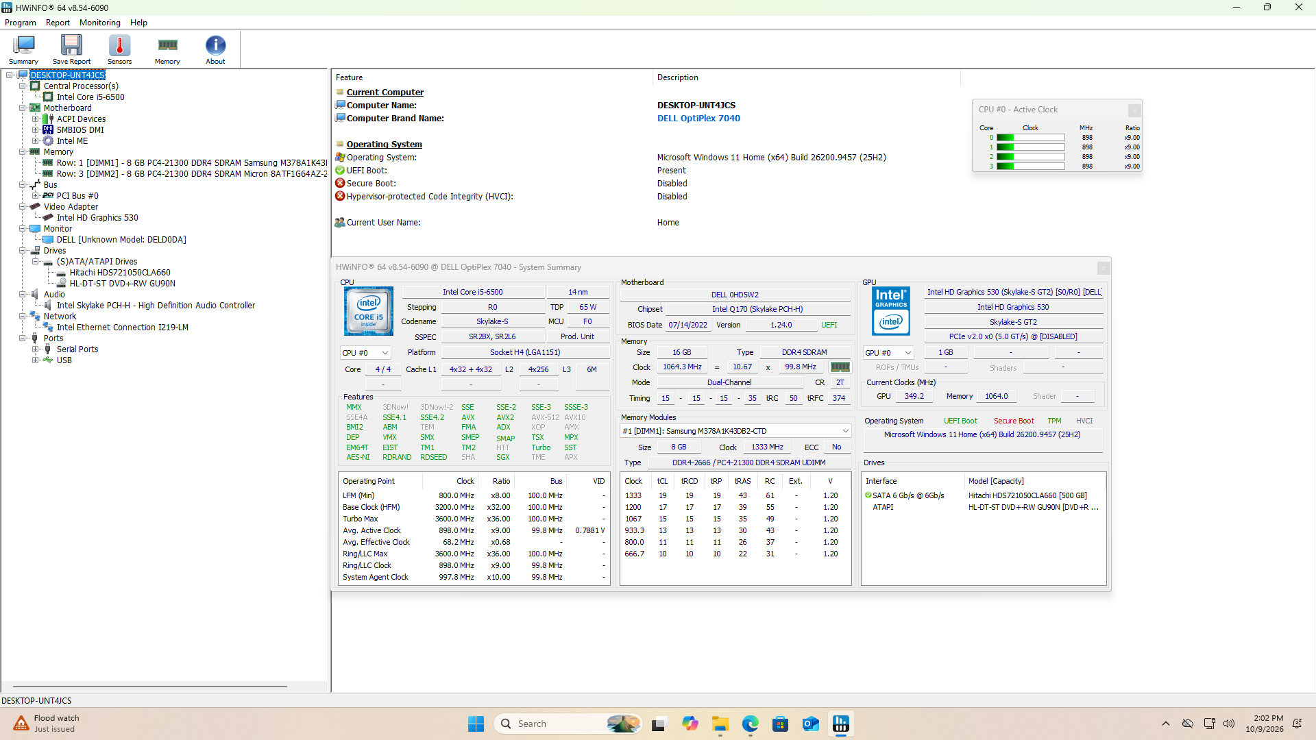 Dell OptiPlex 7040 Desktop, i5-6500, 16GB DDR4, 500GB HDD, Win 11 Home - Thumbnail 5