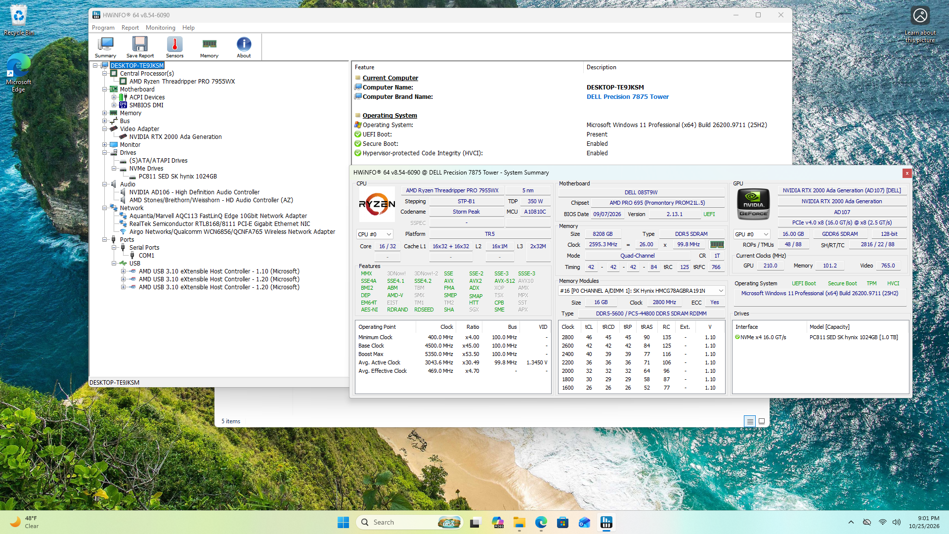 DELL Precision 7875, Ryzen Threadripper PRO 7955WX, 64GB DDR5, RTX 2000 Ada, 1TB - Thumbnail 8