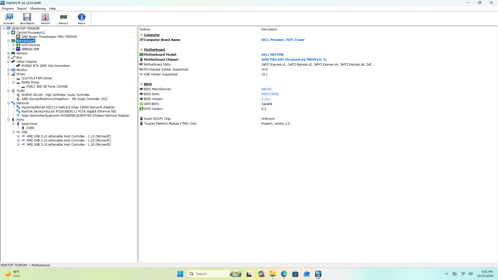 DELL Precision 7875, Ryzen Threadripper PRO 7955WX, 64GB DDR5, RTX 2000 Ada, 1TB - Thumbnail 9