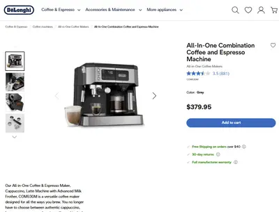 DeLonghi COM530M All-in-One Coffee Espresso Cappuccino Maker Glass Carafe 10 Cup - Thumbnail 2