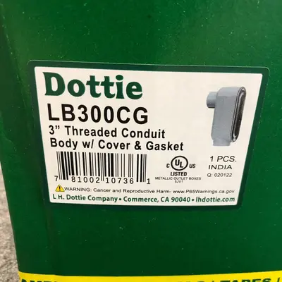 Dottie LL300CG 3" Threaded Conduit Body with Cover & Gasket - Thumbnail 6