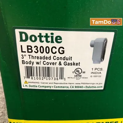 Dottie LL300CG 3" Threaded Conduit Body with Cover & Gasket - New - Real photo at TamDo.us