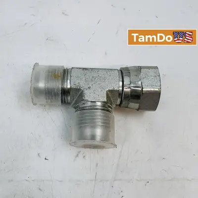 Eaton Hydraulic T-Fitting Adapter, Male x Male x Female, Steel Connector - New Open Box - Real photo at TamDo.us