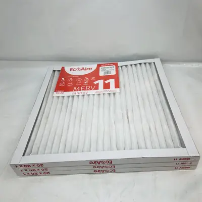 Eco-Aire 20X20X1 MERV 11 Pleated Air Filter (3 Pack) - Thumbnail 4