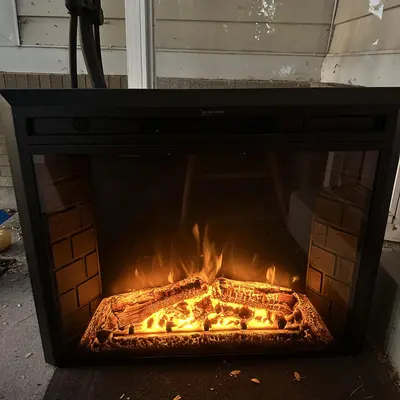 EdenDirect 30.51-in W Black Wall-Mount LED Fireplace - Thumbnail 2