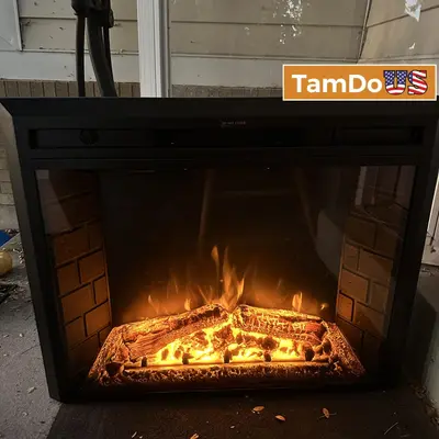 EdenDirect 30.51-in W Black Wall-Mount LED Fireplace - New Open Box - Real photo at TamDo.us