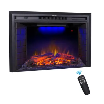 EdenDirect 30.51-in W Black Wall-Mount LED Fireplace - Thumbnail 5